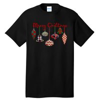 Funny Merry Quiltmas Quilting Christmas Ornament Sewing Tall T-Shirt