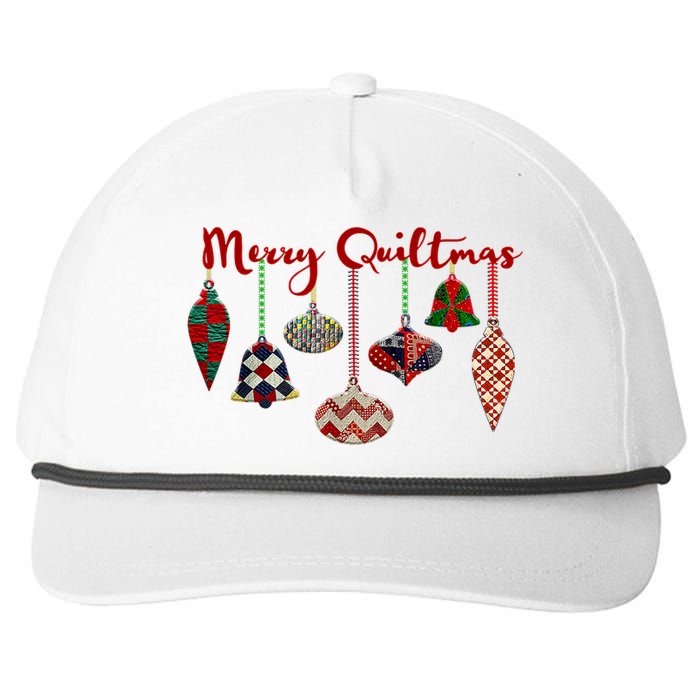 Funny Merry Quiltmas Quilting Christmas Ornament Sewing Snapback Five-Panel Rope Hat