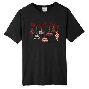 Funny Merry Quiltmas Quilting Christmas Ornament Sewing Tall Fusion ChromaSoft Performance T-Shirt