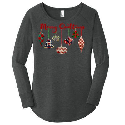 Funny Merry Quiltmas Quilting Christmas Ornament Sewing Women's Perfect Tri Tunic Long Sleeve Shirt