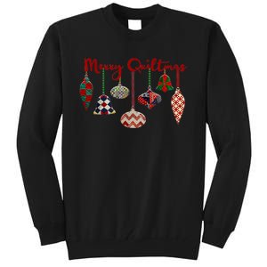 Funny Merry Quiltmas Quilting Christmas Ornament Sewing Tall Sweatshirt