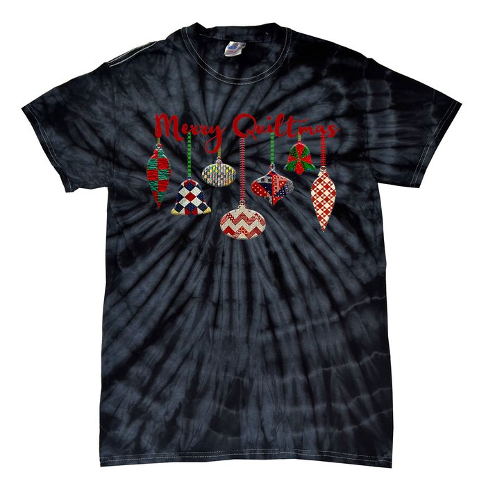 Funny Merry Quiltmas Quilting Christmas Ornament Sewing Tie-Dye T-Shirt