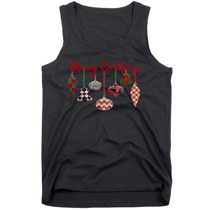 Funny Merry Quiltmas Quilting Christmas Ornament Sewing Tank Top