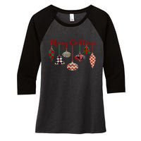 Funny Merry Quiltmas Quilting Christmas Ornament Sewing Women's Tri-Blend 3/4-Sleeve Raglan Shirt