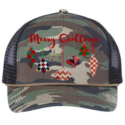 Funny Merry Quiltmas Quilting Christmas Ornament Sewing Retro Rope Trucker Hat Cap