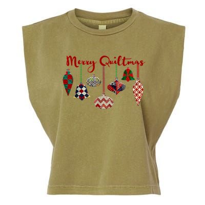 Funny Merry Quiltmas Quilting Christmas Ornament Sewing Garment-Dyed Women's Muscle Tee