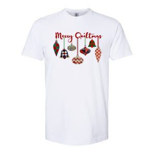 Funny Merry Quiltmas Quilting Christmas Ornament Sewing Softstyle CVC T-Shirt