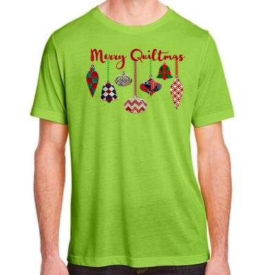 Funny Merry Quiltmas Quilting Christmas Ornament Sewing Adult ChromaSoft Performance T-Shirt