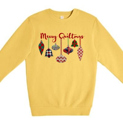 Funny Merry Quiltmas Quilting Christmas Ornament Sewing Premium Crewneck Sweatshirt