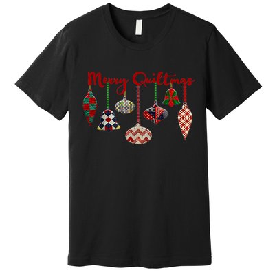 Funny Merry Quiltmas Quilting Christmas Ornament Sewing Premium T-Shirt