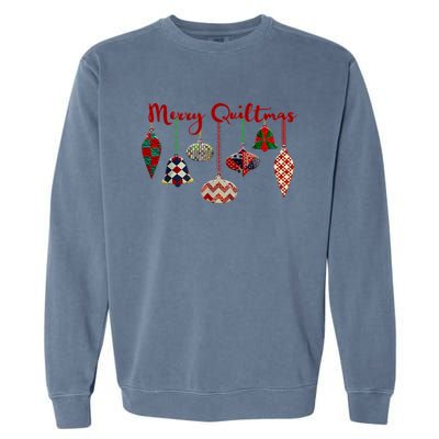 Funny Merry Quiltmas Quilting Christmas Ornament Sewing Garment-Dyed Sweatshirt