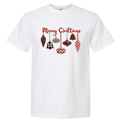 Funny Merry Quiltmas Quilting Christmas Ornament Sewing Garment-Dyed Heavyweight T-Shirt