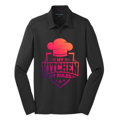 Funny My Rules Culinary Cook Gift Fine Dining Funny Chef Gift Silk Touch Performance Long Sleeve Polo