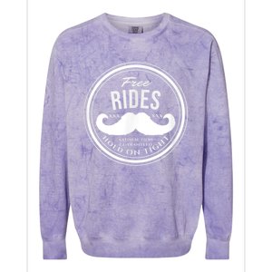 Free Mustache Rides (Hold On Tight) Crude Funny Colorblast Crewneck Sweatshirt