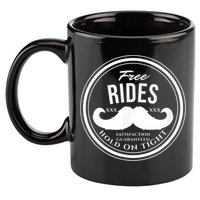 Free Mustache Rides (Hold On Tight) Crude Funny 11oz C Handle Ceramic Mug