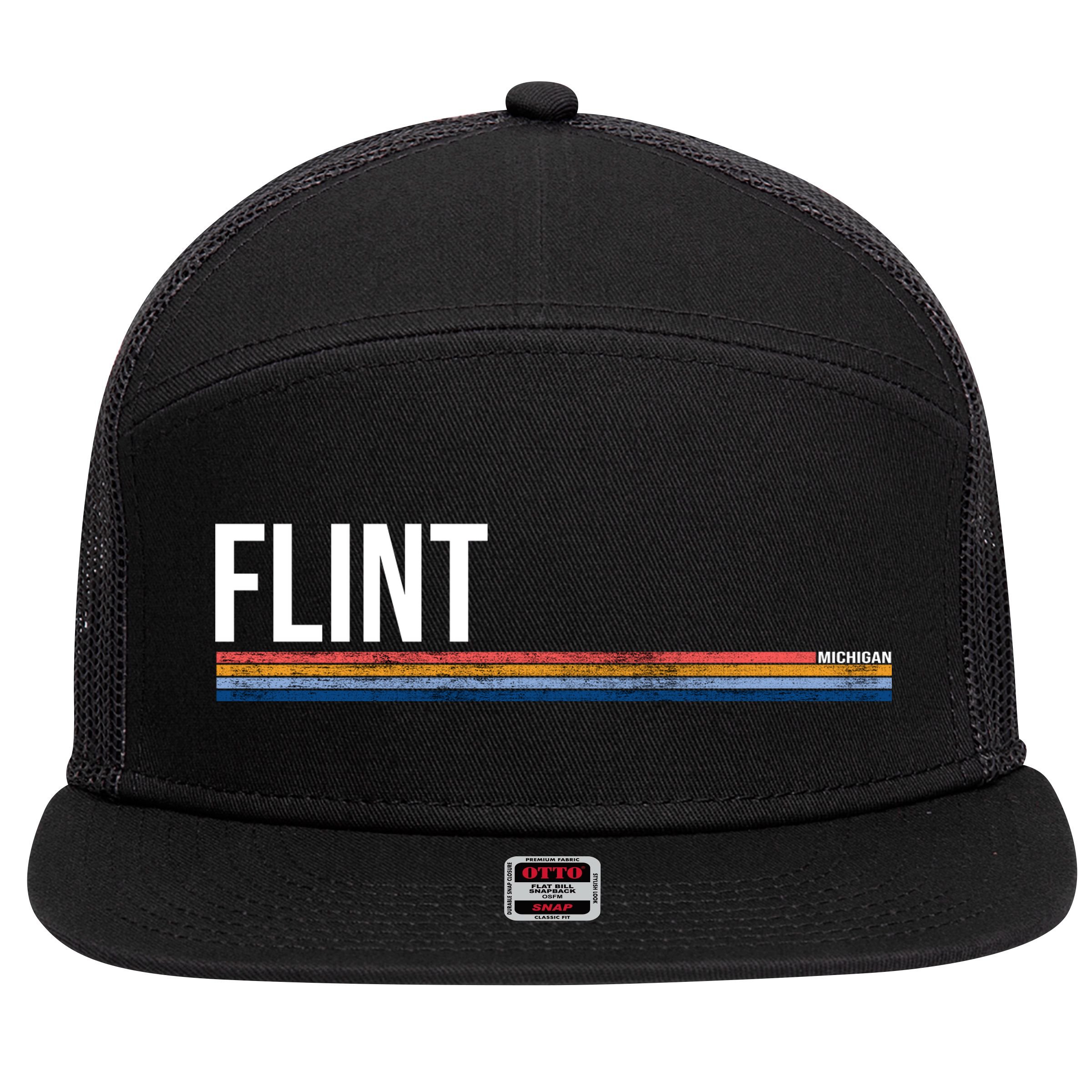 Flint Michigan Retro 7 Panel Mesh Trucker Snapback Hat