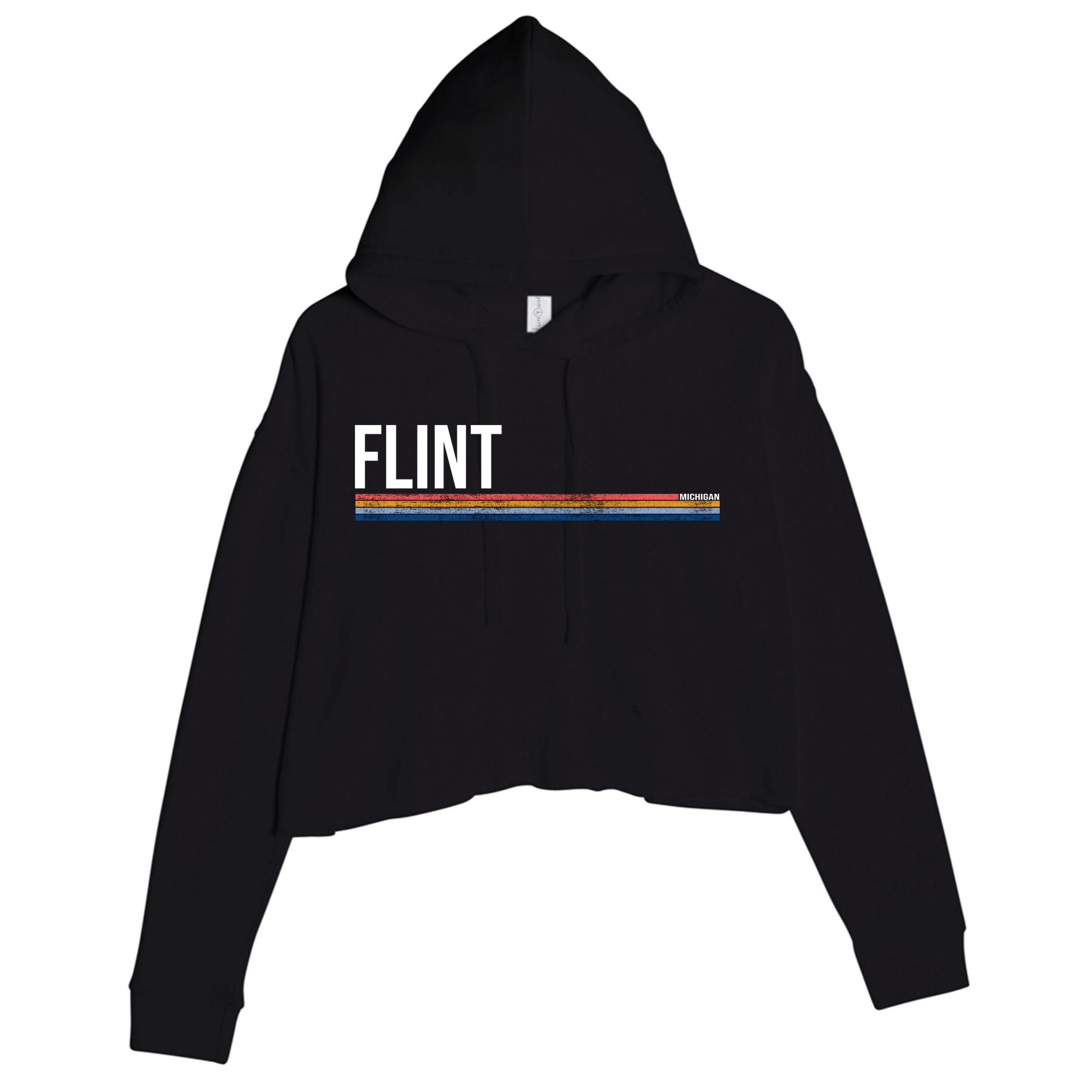Flint Michigan Retro Crop Fleece Hoodie