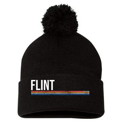 Flint Michigan Retro Pom Pom 12in Knit Beanie