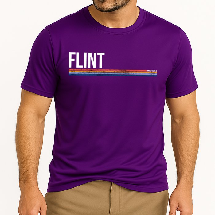 Flint Michigan Retro Cooling Performance Crew T-Shirt