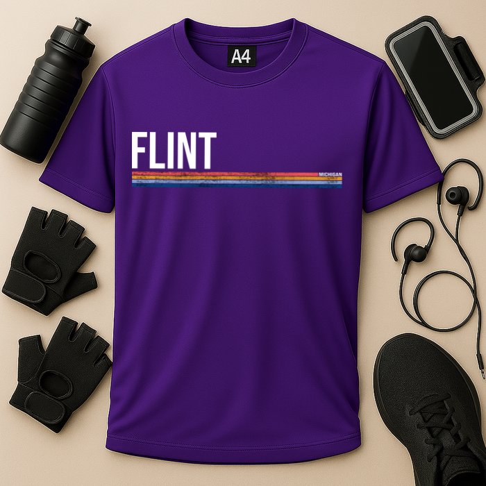 Flint Michigan Retro Cooling Performance Crew T-Shirt