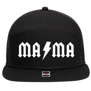 Funny MAMA Rocker Logo 7 Panel Mesh Trucker Snapback Hat