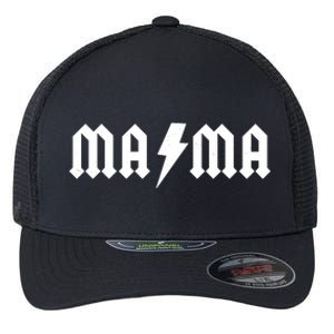 Funny MAMA Rocker Logo Flexfit Unipanel Trucker Cap