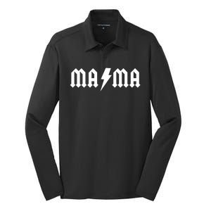 Funny MAMA Rocker Logo Silk Touch Performance Long Sleeve Polo