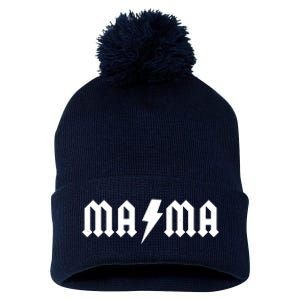 Funny MAMA Rocker Logo Pom Pom 12in Knit Beanie