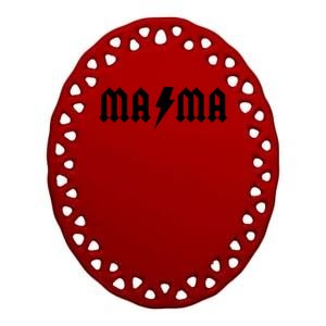 Funny MAMA Rocker Logo Ceramic Oval Ornament