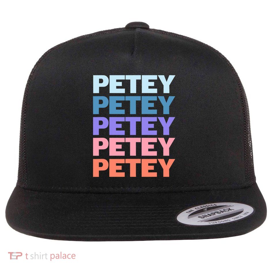 Funny Modern Repeated Text Design Petey Flat Bill Trucker Hat