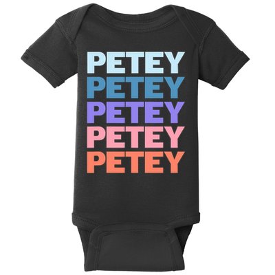 Funny Modern Repeated Text Design Petey Baby Bodysuit