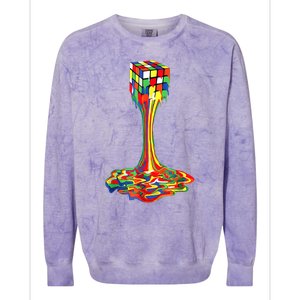 Funny Melting Rubik Rubix Rubics Player Cube Lovers Colorblast Crewneck Sweatshirt