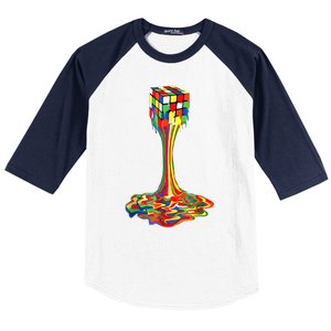 Funny Melting Rubik Rubix Rubics Player Cube Lovers Baseball Sleeve Shirt