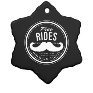 Free Mustache Rides Crude Ceramic Star Ornament