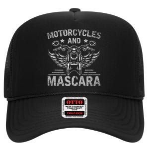 Funny Motorcycle Riding Women Mascara Biker High Crown Mesh Back Trucker Hat