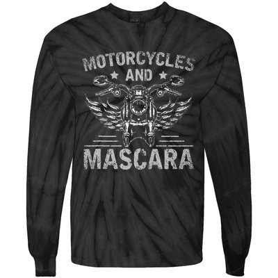 Funny Motorcycle Riding Women Mascara Biker Tie-Dye Long Sleeve Shirt