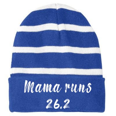 Funny Mama Runs 26 2 Marathon Mom Running Runner Workout Gift Striped Beanie with Solid Band