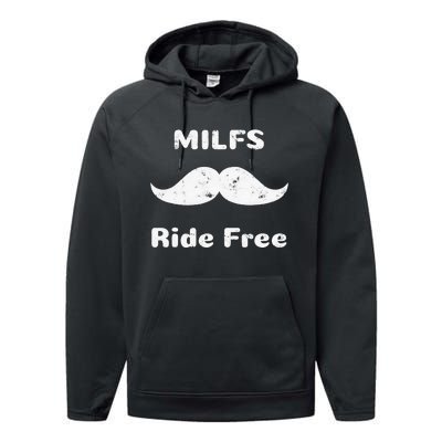 Free Mustache Rides MILFS Ride Free Performance Fleece Hoodie