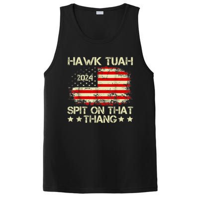 Funny Meme Retro American Flag Hawk Tuah 24 Spit On That Thang Gift PosiCharge Competitor Tank