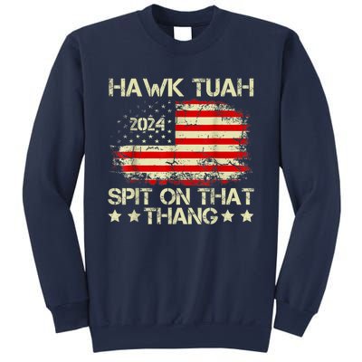 Funny Meme Retro American Flag Hawk Tuah 24 Spit On That Thang Gift Sweatshirt