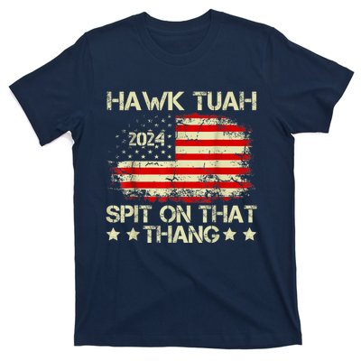 Funny Meme Retro American Flag Hawk Tuah 24 Spit On That Thang Gift T-Shirt