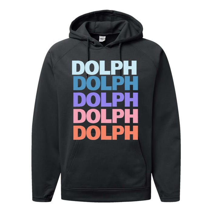 Funny Modern Repeated Text Design Dolph Performance Fleece Hoodie