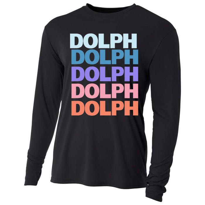 Funny Modern Repeated Text Design Dolph Cooling Performance Long Sleeve Crew