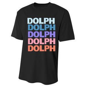 Funny Modern Repeated Text Design Dolph Performance Sprint T-Shirt