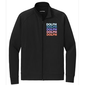 Funny Modern Repeated Text Design Dolph Stretch Full-Zip Cadet Jacket