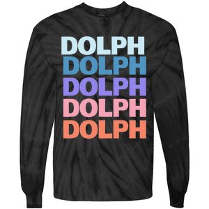 Funny Modern Repeated Text Design Dolph Tie-Dye Long Sleeve Shirt