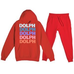 Funny Modern Repeated Text Design Dolph Premium Hooded Sweatsuit Set