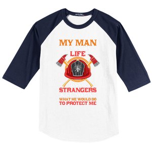 Funny My Risks His Life Fire Friend Wife Gift Baseball Sleeve Shirt