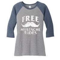 Free Mustache Rides Funny Women's Tri-Blend 3/4-Sleeve Raglan Shirt