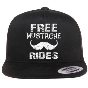 Free Mustache Rides Funny Hipster Mustache Mustache Lovers Flat Bill Trucker Hat